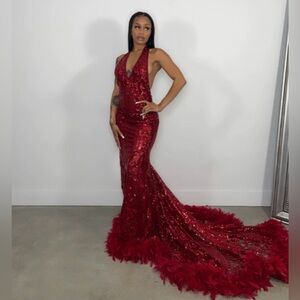 Glamorous Scarlet Sequin Evening Dress